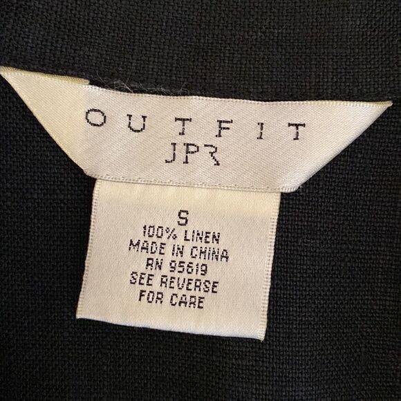 JPR Outfit 100% linen black eyelet short sleeve bottom up shirt size S - Picture 5 of 8